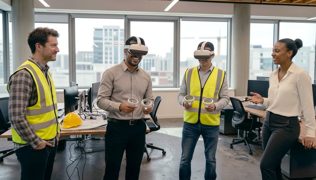 Employees using VR headsets during a company Safety Day