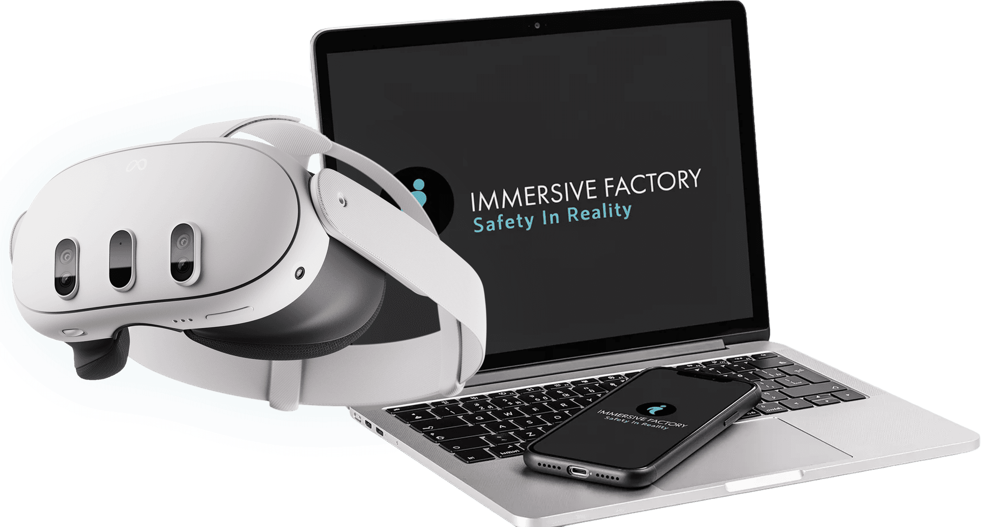 A VR headset and a laptop